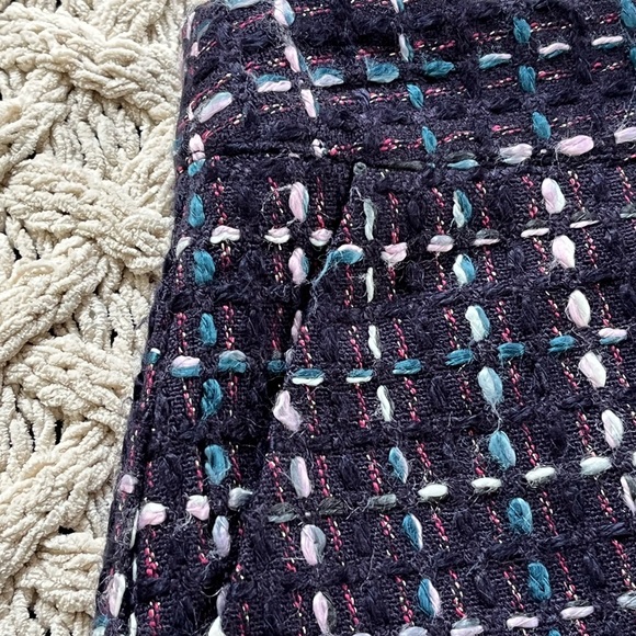 LOFT Petite Tweed Mini Skirt Multicolor Navy Pockets Lined 489329 Size 0 Petite - Picture 7 of 13